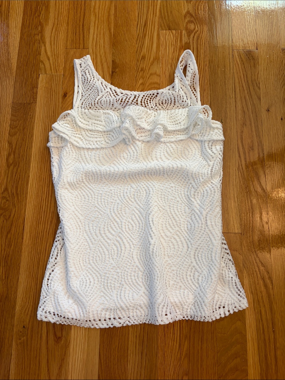 Lilly Pulitzer White Lace Ruffle-Trim Tank